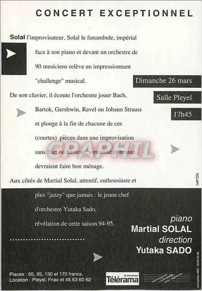 Concert exceptionnel — Martial Solal — Salle Pleyel — 26 mars 95 - Verso