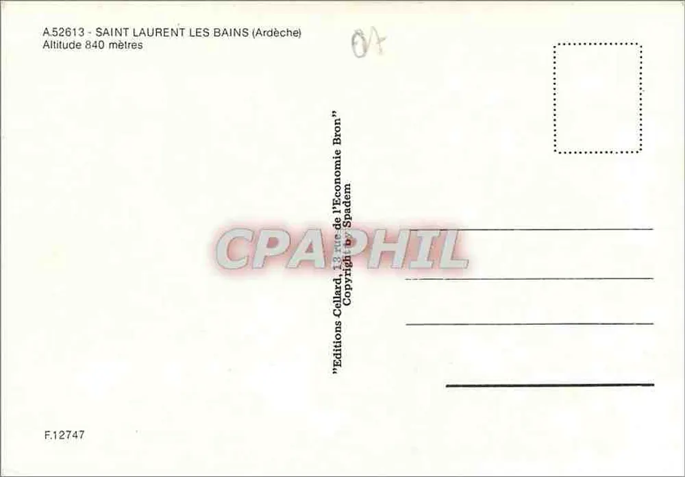 Saint Laurent les Bains — vista panorâmica do vilarejo e da igreja — Edições Cellard - Verso