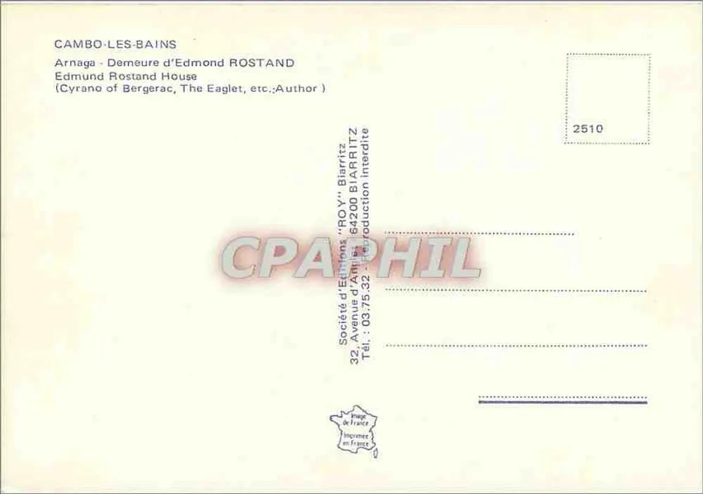 Cambo-les-Bains — Wohnhaus von Edmond Rostand — Verlagsgesellschaft 'Roy' Biarrat - Rückseite