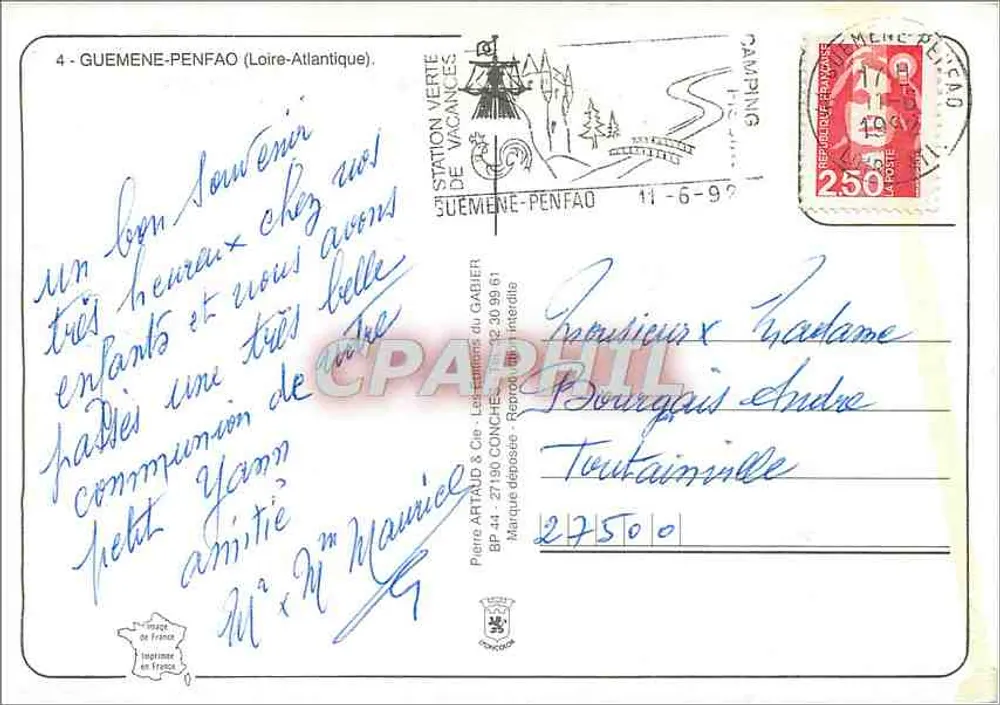Guémené-Penfao — Locaties en kasteel van Juzet — Pierre Artaud & Cie - Achterkant