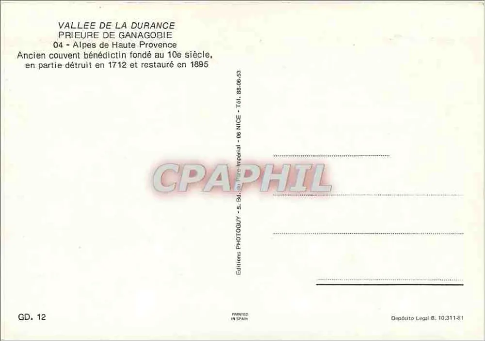 Ganagobie — Alpes de Haute Provence — Verlag GD. 12 - Rückseite