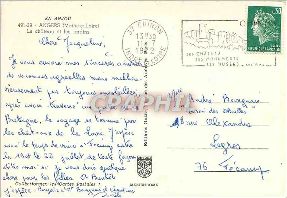 Schloss Chinon — Gärten und Türme — Éditions Greff - Rückseite