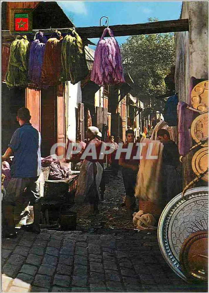 Mercado dos tecelões em Sébghâine — Editor FISA - L.G. - Barcelona, n° 49 FES - Frente