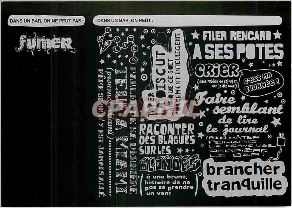 In einer Bar darf man nicht: Rauchen — Anti-Rauchwerbung — Cart'Com & Co - Vorderseite