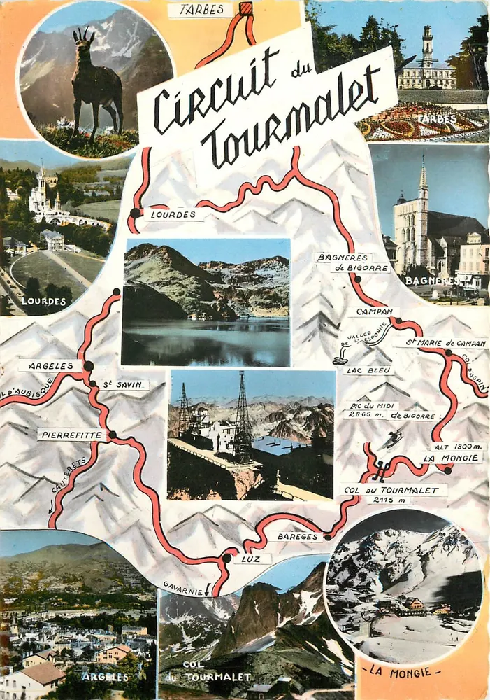 Circuito do Tourmalet — carta postal turística — C° dos Arts, Paris - Frente