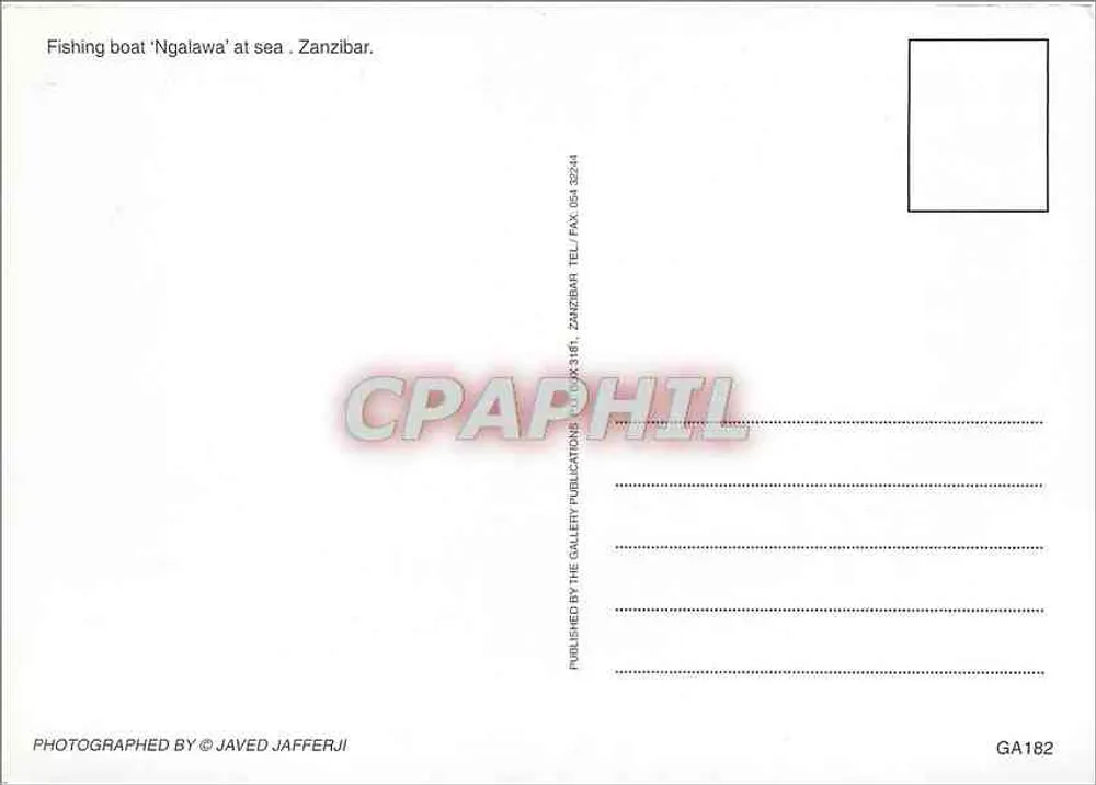 Zanzibar — Weiße Segel auf dem Meer — GA182 - Rückseite