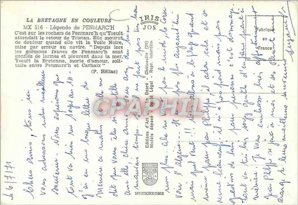 Legende von Penmarc'h — Éditions d'Art Jos — n° MX 516 - Rückseite