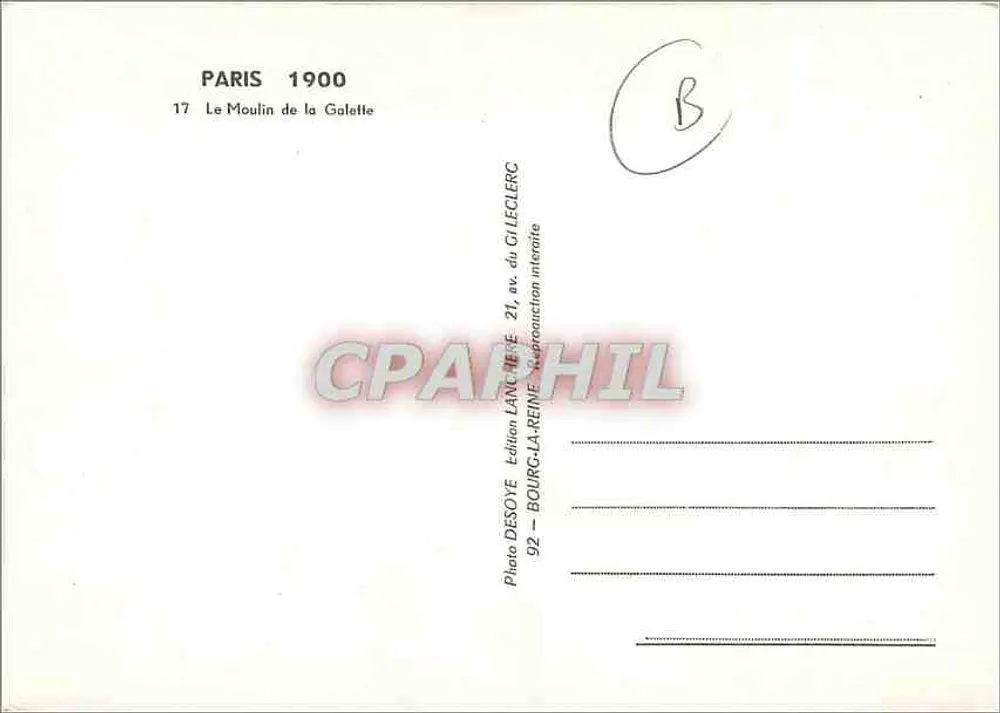 पेरिस 1900 — मौलिन डी ला गैलेट — एडिशन लांस्ले — संख्या 17 - पीछे