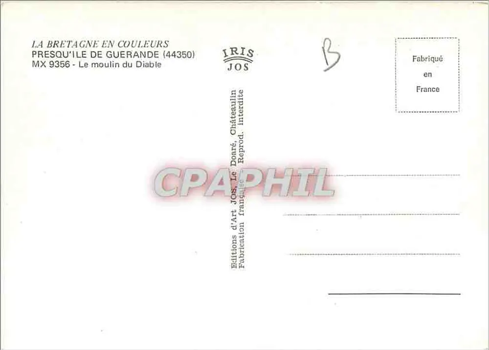 Il mulino del Diavolo — Presqu'île de Guérande (44350) — Edizioni d'Arte JOS - Verso