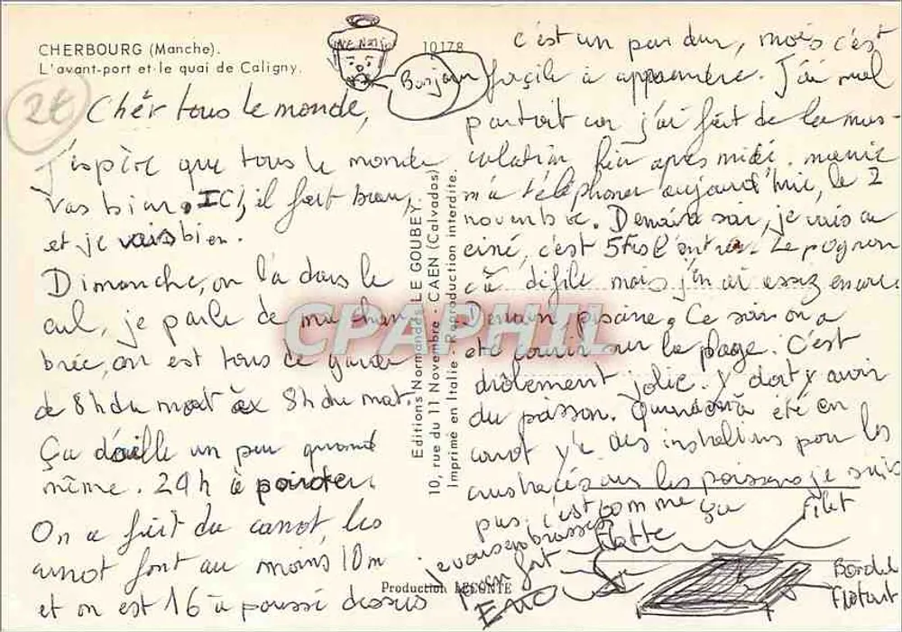 Cherbourg (Manche) — Der Hafenmund und der Kai von Caligny — Éditions Goubey - Rückseite