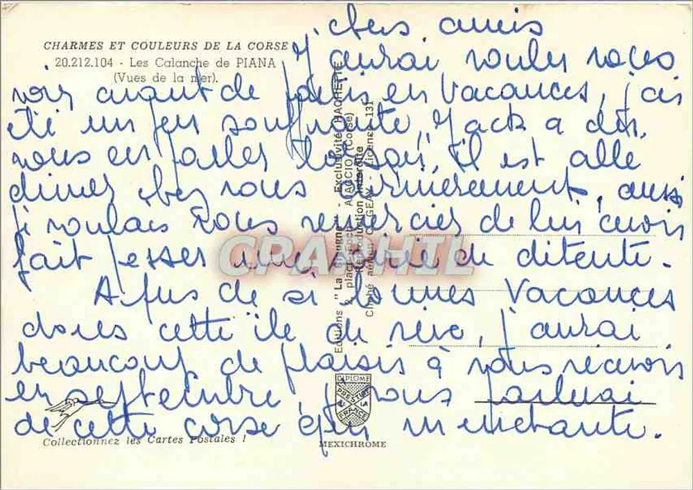 As Calanches de PIANA — Corse — editor IRIS, n° 20.212.104 - Verso