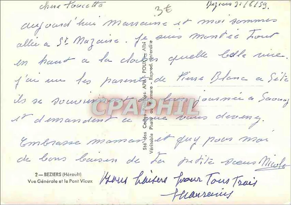 Beziers (Hérault) — Vue Générale et le Pont Vieux — éditeur APA - Verso