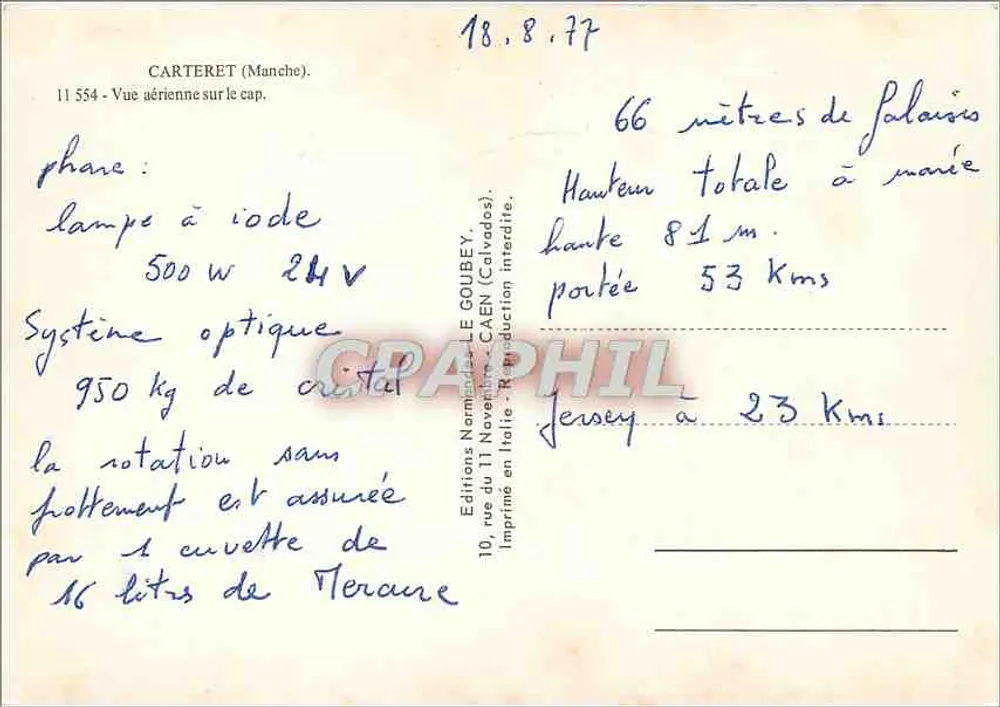 Cabo Carteret — Vista aérea — Éditions Normandes Le Goubey - Verso