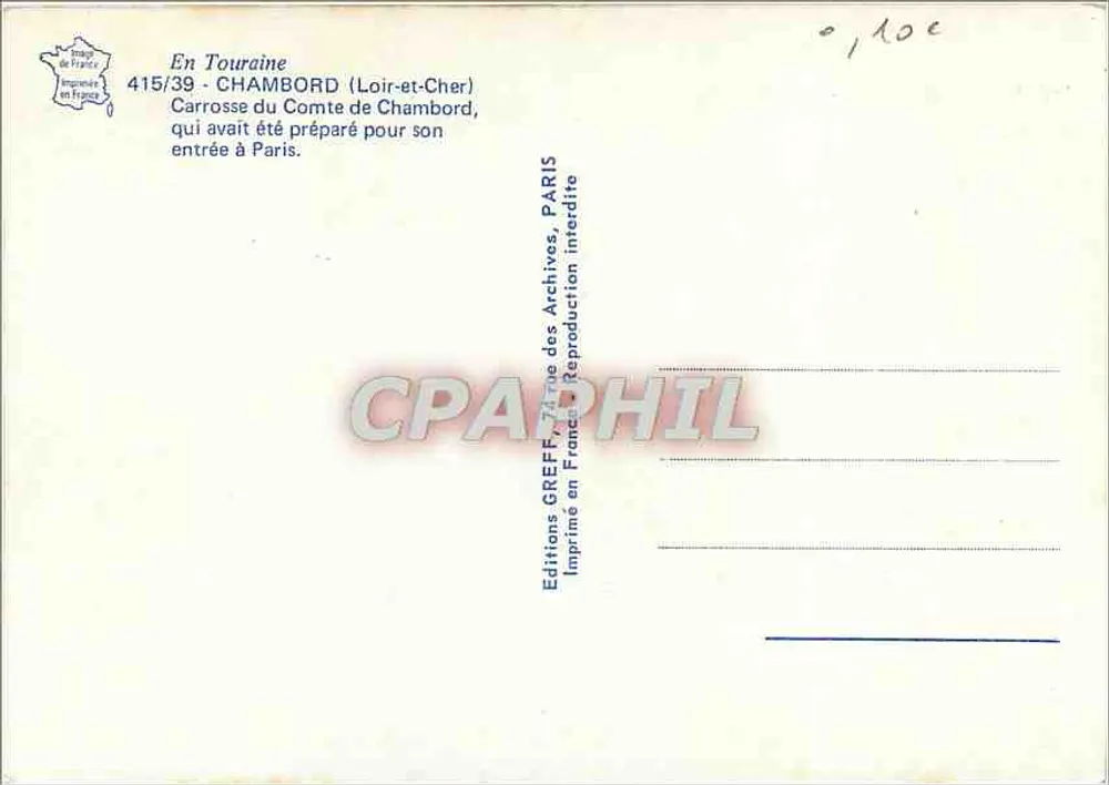 Carrosse du Comte de Chambord — En Touraine (Loir-et-Cher) — Éditions GREFF - Rückseite