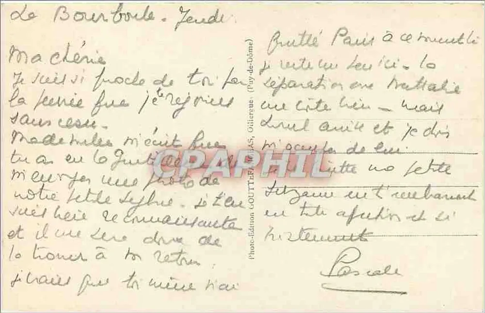 L'Auvergne - O Lago Servière — Edição GOUTTEAU, n°165 - Verso