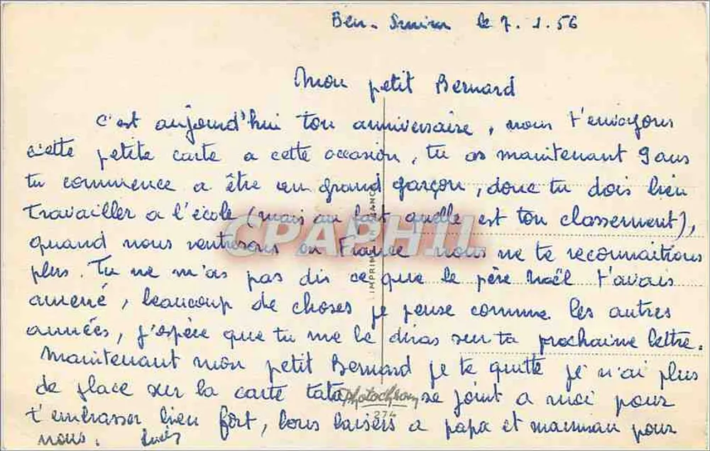 Arranjo de rosas e pansies — Aniversário — Impressora da França - Verso