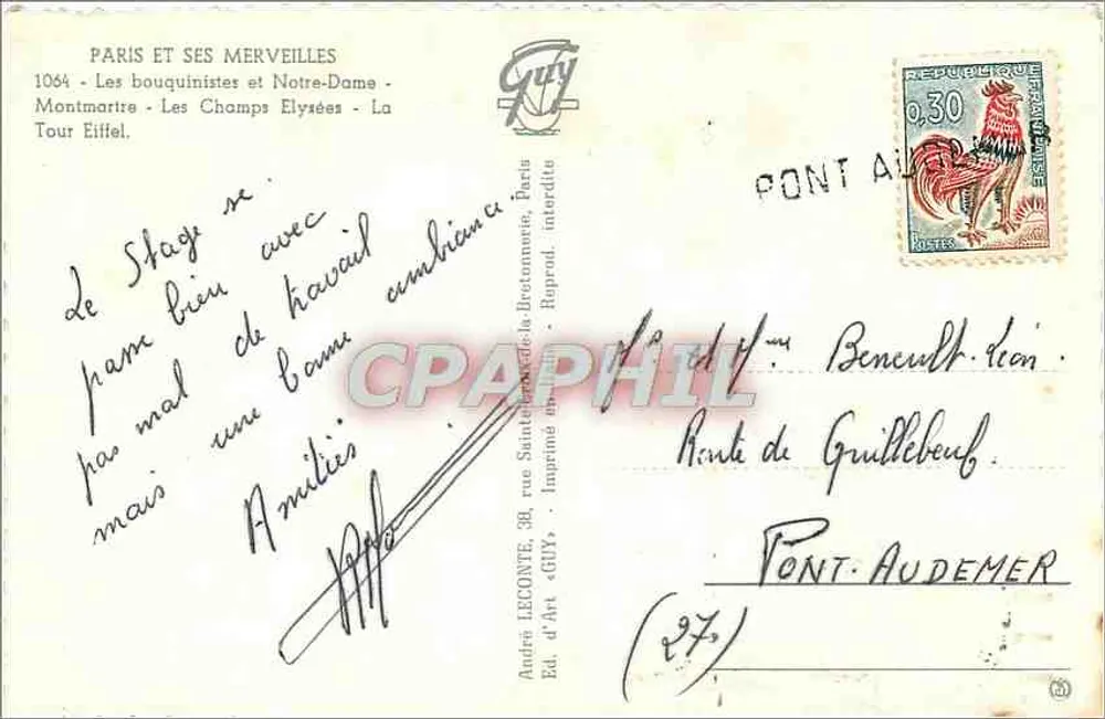 Paris et ses merveilles — 1064 — Éditeur GUY, Paris - Verso