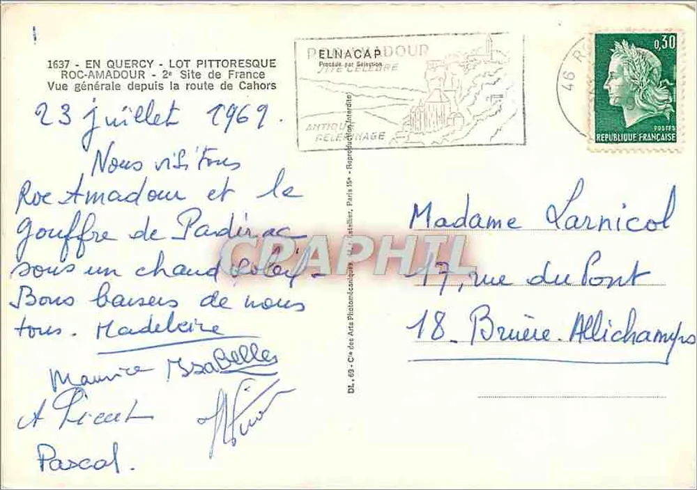 Roc Amadour — Vista geral a partir da estrada de Cahors — editor Pelnacapour - Verso