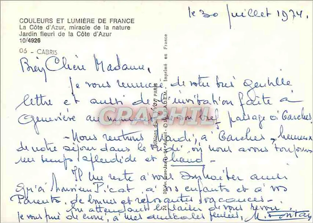 Blütenreicher Garten der Côte d'Azur — Cabris — Éditions de France - Rückseite