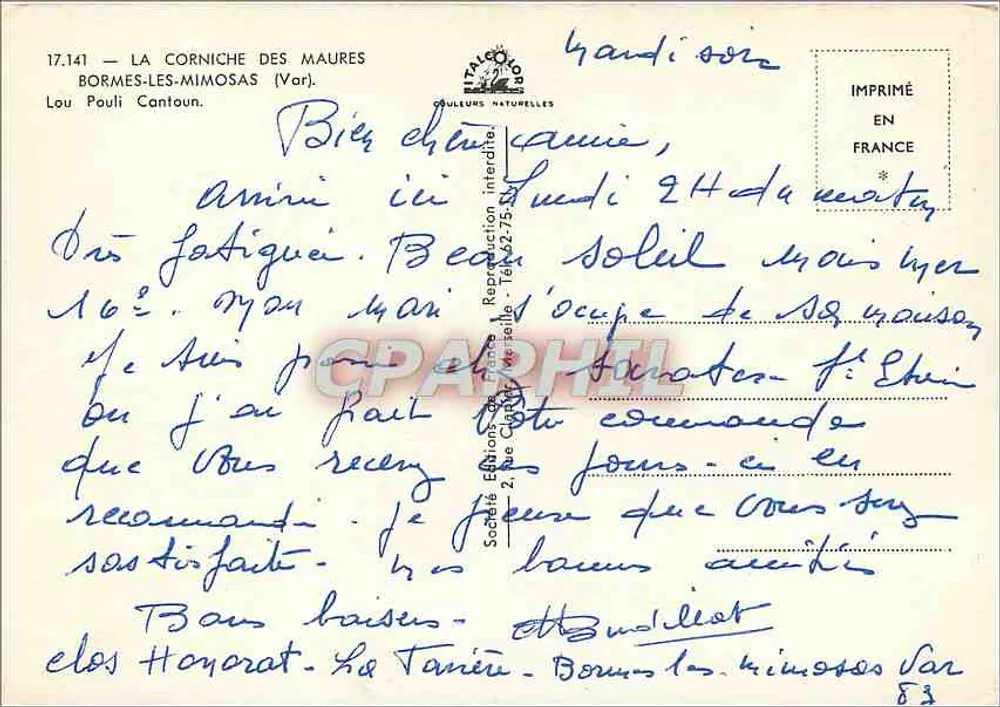 La Corniche des Maures — Bormes-les-Mimosas (Var) — Éditions Falcoodo - Rückseite