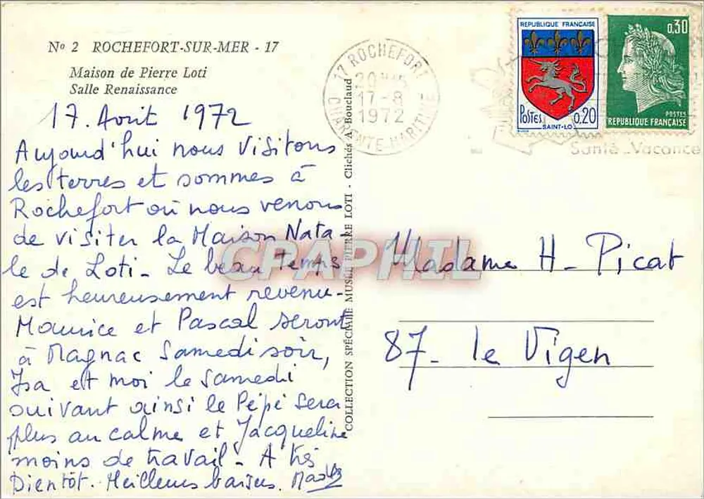 Maison de Pierre Loti — Salle Renaissance — Rochefort-sur-Mer - Verso