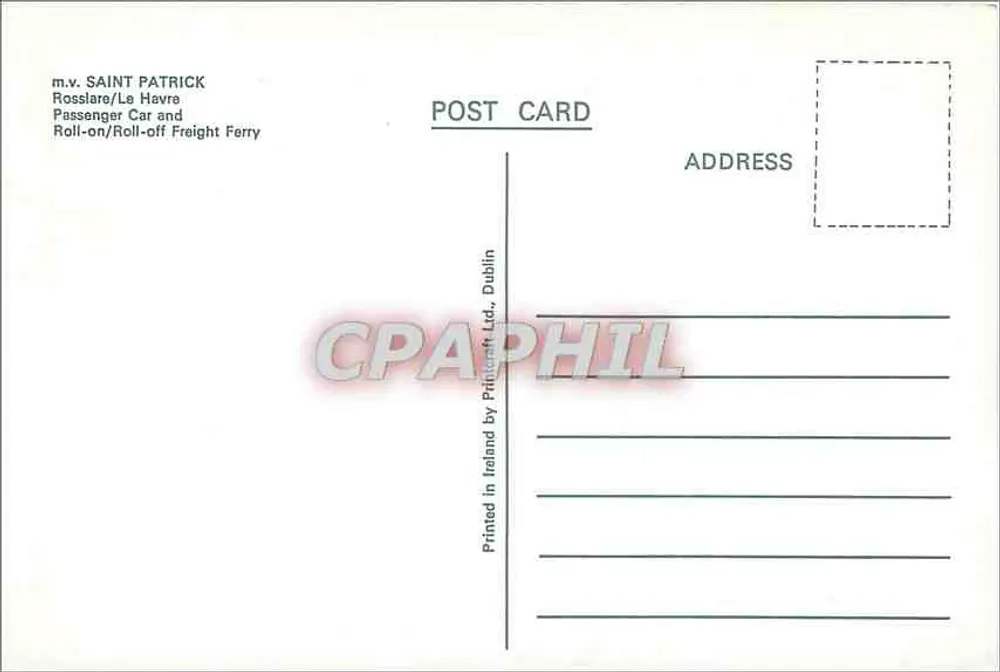 m.v. SAINT PATRICK — Rosslaire/Le Havre — Impresso na Irlanda pela Printcraft Ltd., Dublin - Verso