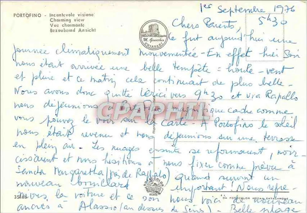 Portofino — vista panorâmica — editor M. Gnocchi, n° 35484 - Verso