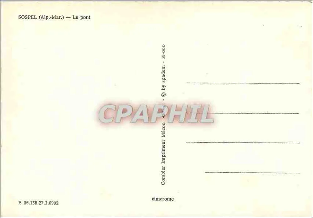 Sospel (Alpes-Maritimes) — O ponte — Impressor Combier - Verso