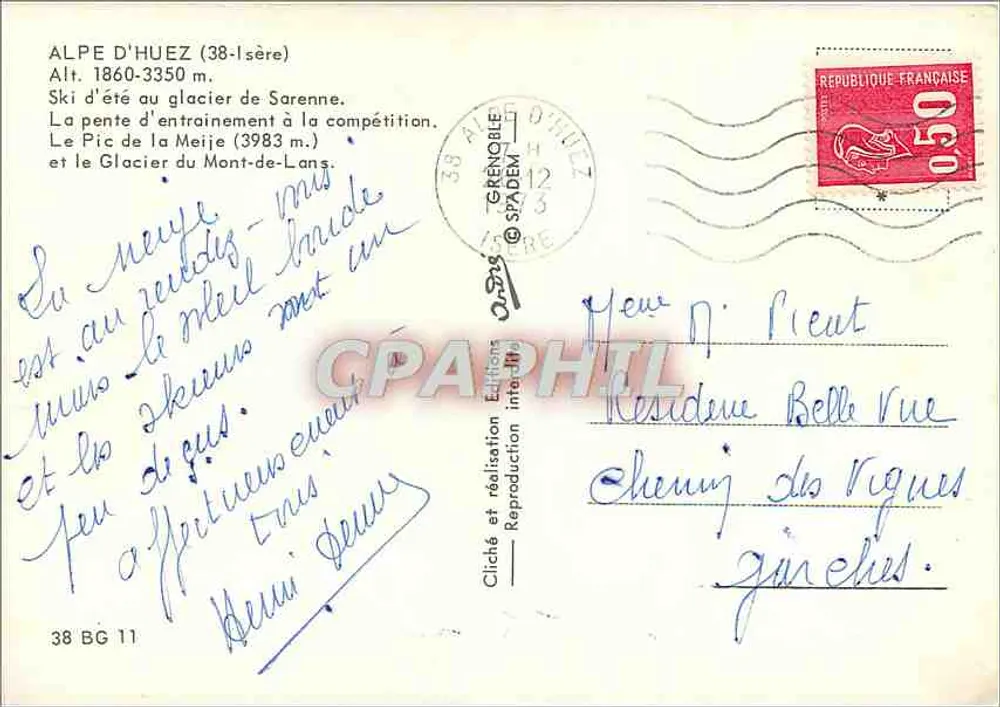 Alpe d'Huez — Sommer-Ski auf dem Gletscher Sarenne — Éditions SPADÈME - Rückseite