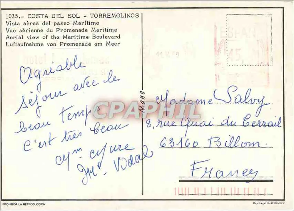 Torremolinos — Costa del Sol — luftige Ansicht der Seepromenade - Rückseite