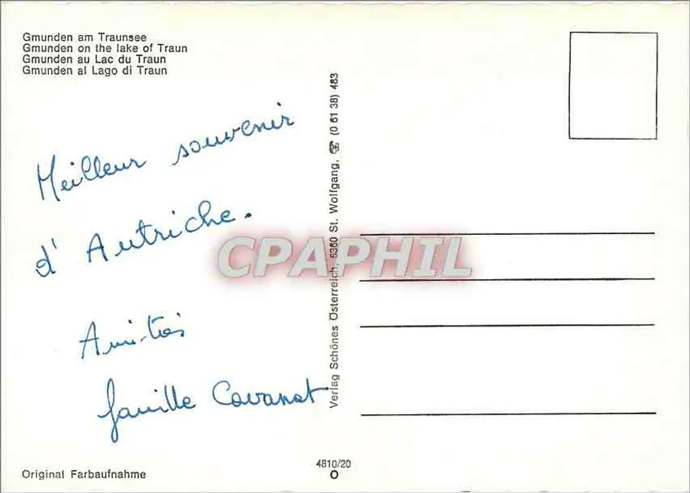 Gmunden — Salzkammergut — éditeur Verlag Schönes Österreich, n° 4810/20 - Verso