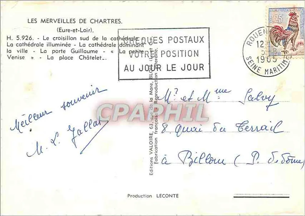Chartres — As maravilhas de Chartres — Éditions Valoire, H. 5926 - Verso