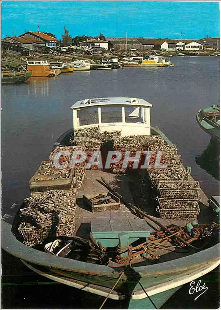 Bassin d'Arcachon — Eine Pinasse mit Muschelkörben, die vom Muschelpark zurückkehren — Verlag: C. Chataigneau, Bordeaux - Vorderseite