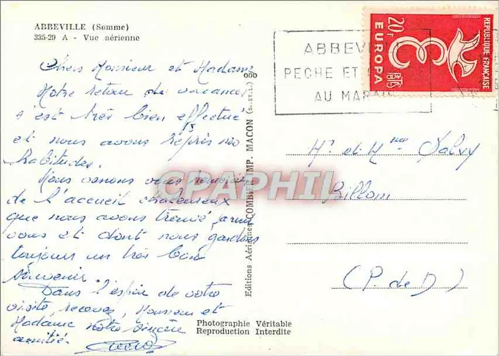 Abbeville (Somme) — Luchtfoto — Edities Véritable - Achterkant