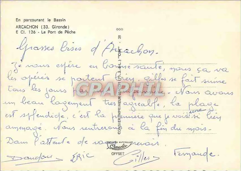 Porto de Pesca de Arcachon — Lago — Editora Cemcolor, n° 28 - Verso