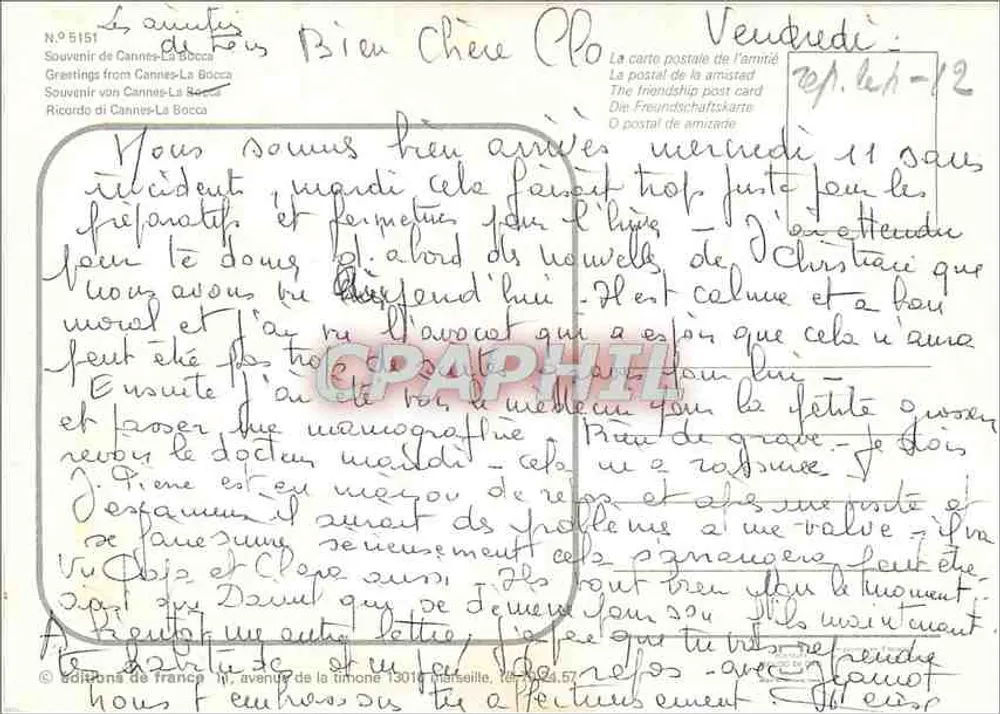 CANNES-LA BOCCA — vista panorâmica e mercado — Edições de France, N°515 - Verso