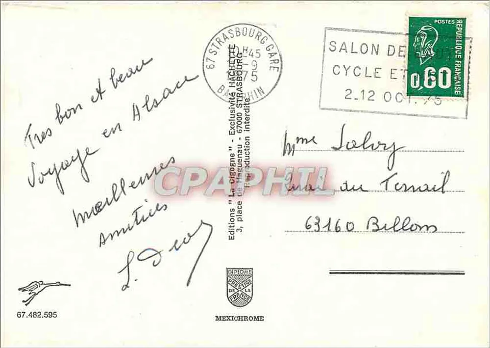 Strasbourg — vista panorâmica — Edições 'La Bigène' n°67.482.595 - Verso