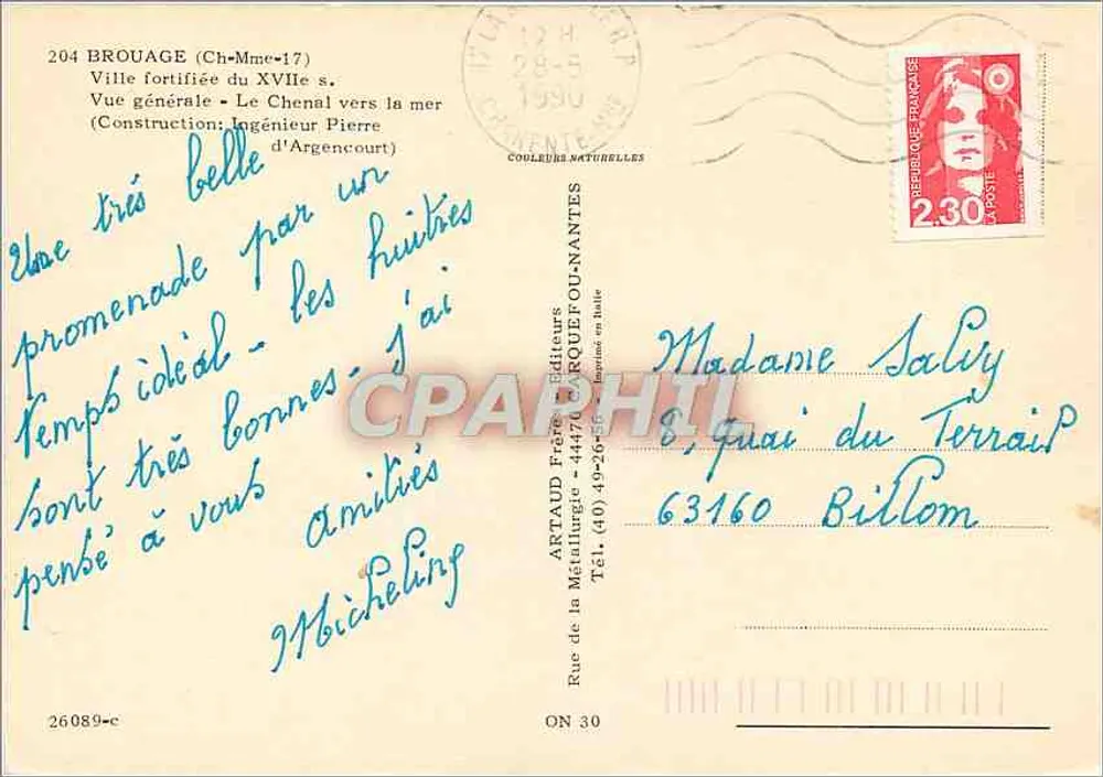 Brouage (Charente-Maritime) — Città fortificata del XVII secolo — Vista generale — Editore Artaud Frères - Verso
