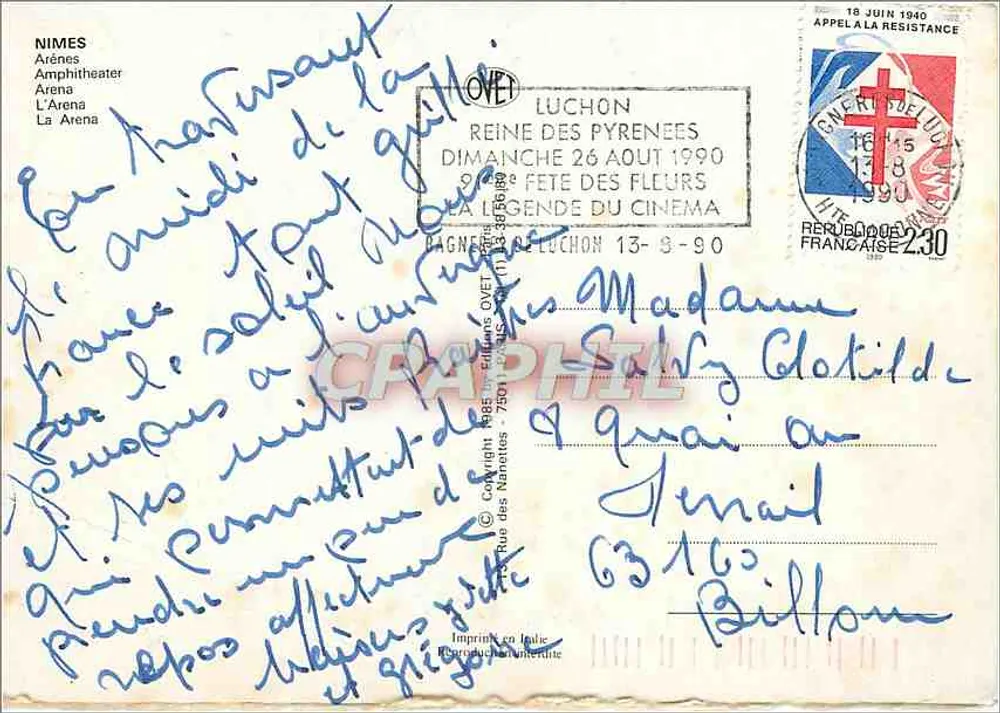 Nîmes - Amphitéatro — editor Pagnerre & Cie, n° 7501 - Verso