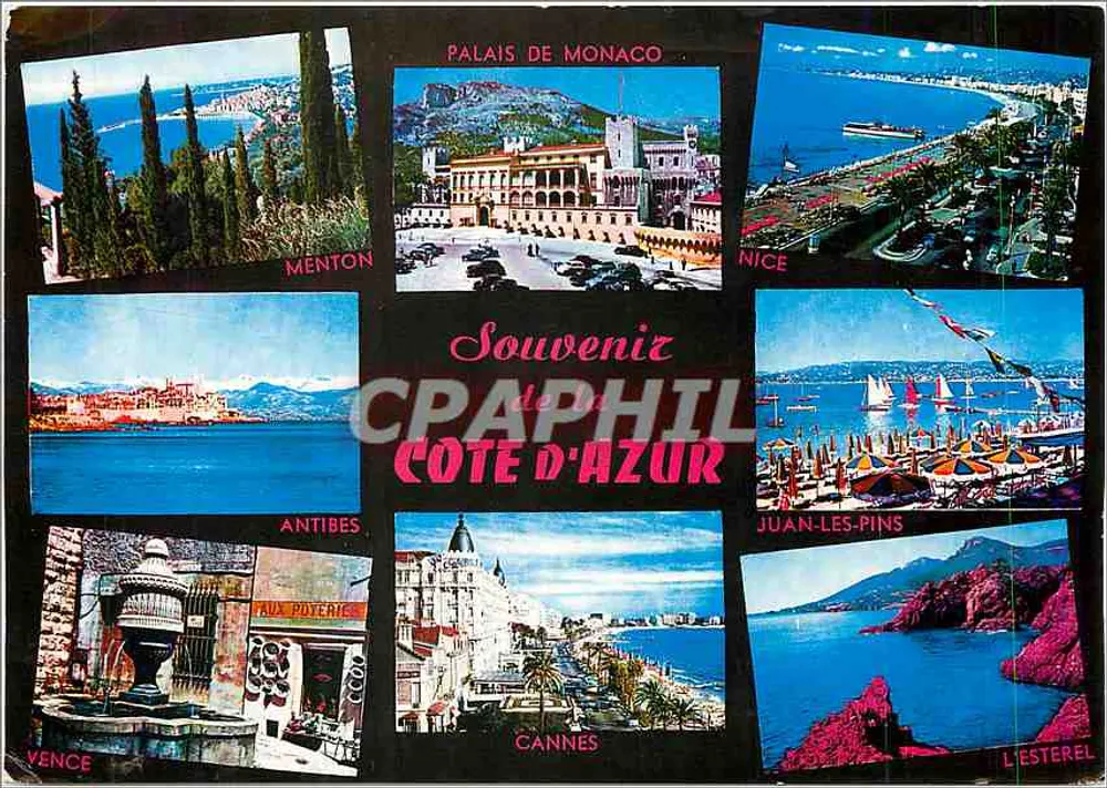 Côte d'Azur — Souvenirs de Menton, Monaco, Nice, Antibes, Cannes, Juan-les-Pins, L'Estérel — Éditions de l'Art Montluçon - Recto