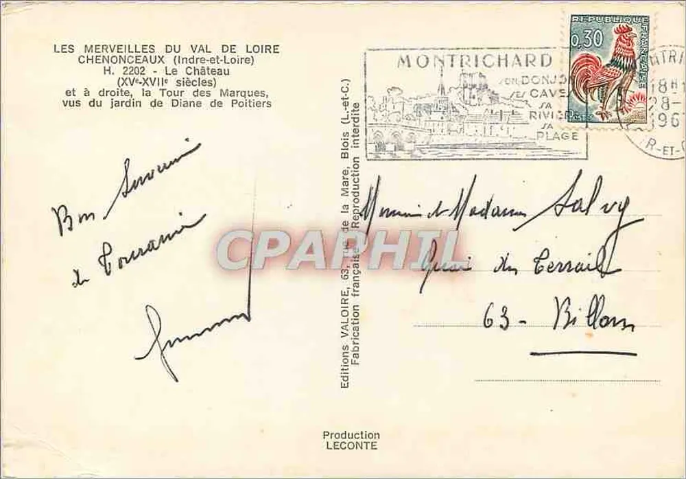 Château de Chenonceau — Vue du jardin de Diane de Poitiers et de la Tour des Marques — Éditions Valoire - Verso