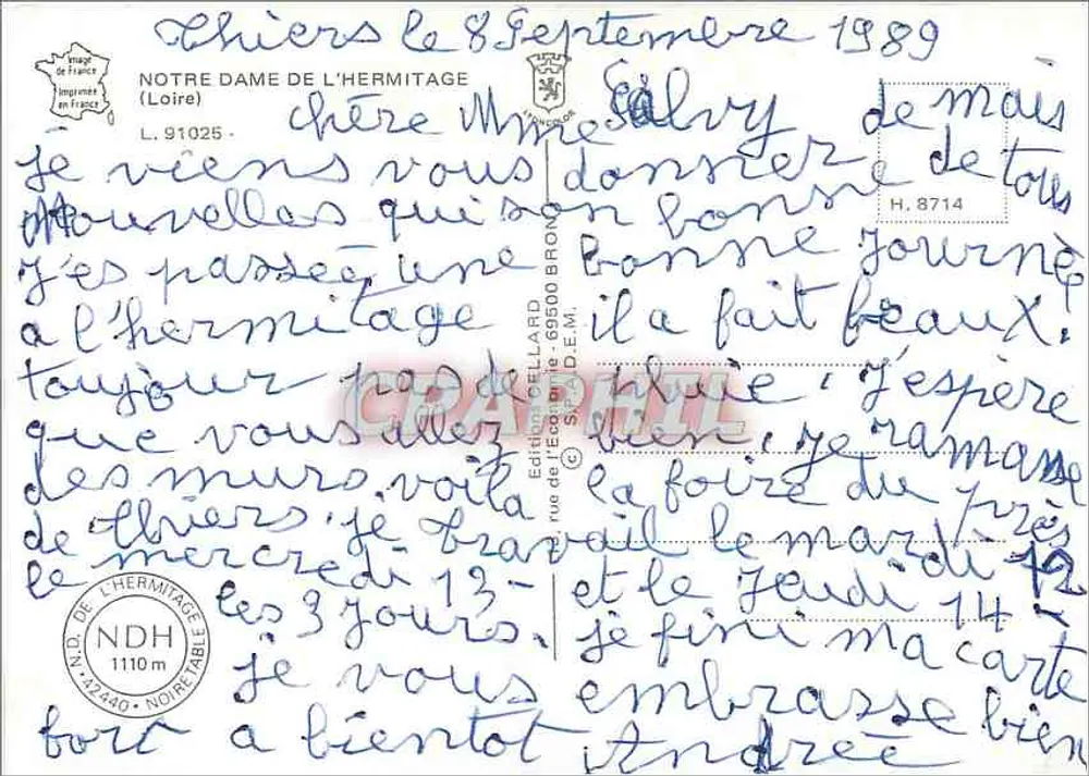 नॉट्र-डॉम डी ल'एर्मिटेज — प्रकाशक : एडिशन लेकार्ड, संख्या 8714 - पीछे