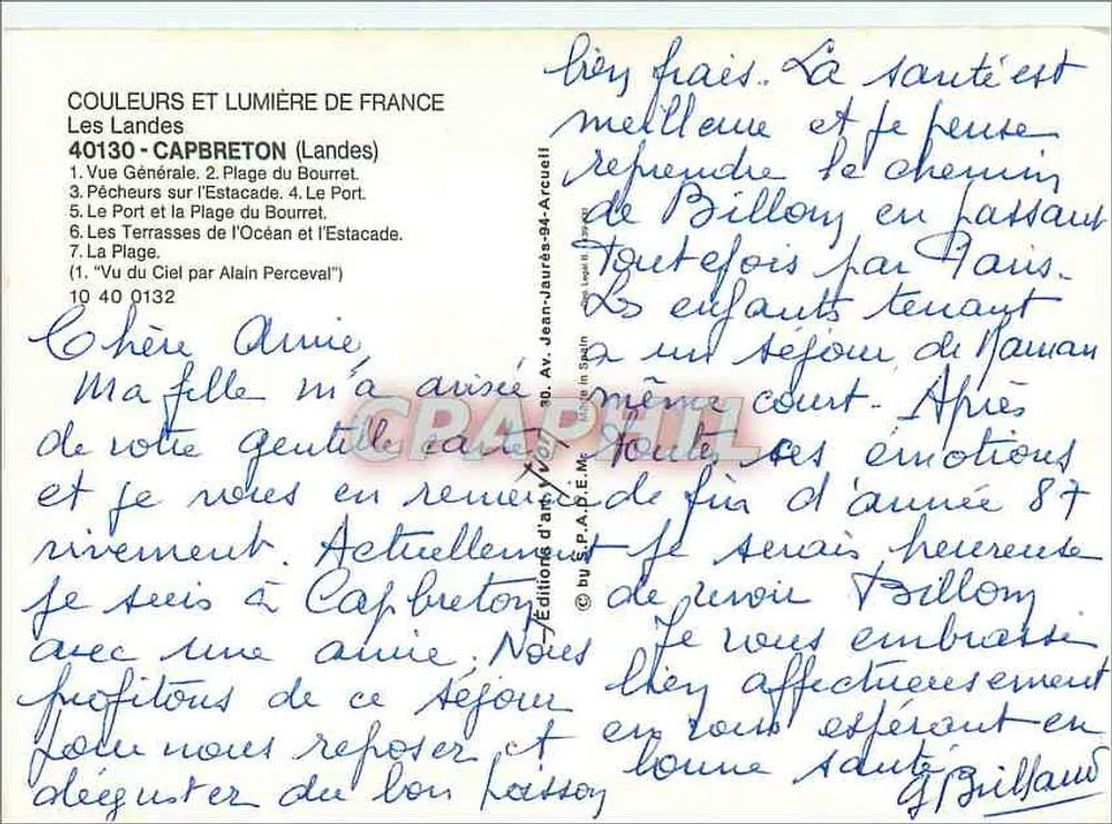 Capbreton — Allgemeiner Blick und Fischer am Steg — Éditions d'art A.D.E.M. (40130) - Rückseite