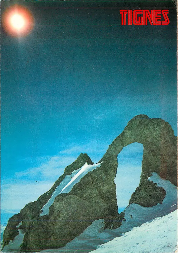 Tignes — paisagem montanhosa com arco rochoso — Éditions J.P. Francès Annecy - Frente