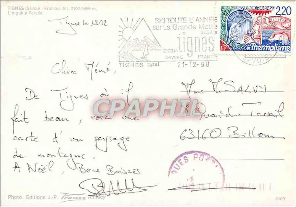 Tignes — paisagem montanhosa com arco rochoso — Éditions J.P. Francès Annecy - Verso