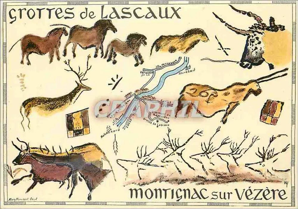 Grutas de Lascaux — Montignac sur Vézère — Ediciones HENF, N° 533 - Anverso