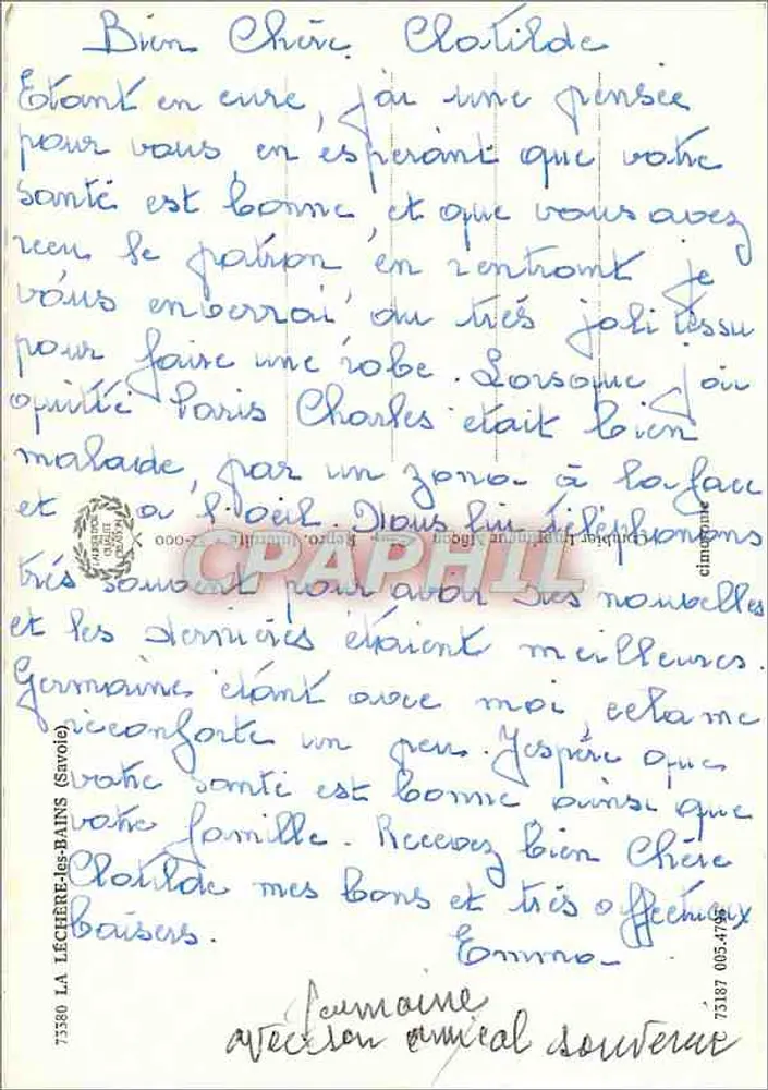 La Léchère-les-bains — vista panorâmica e estabelecimento termal — editor não visível - Verso