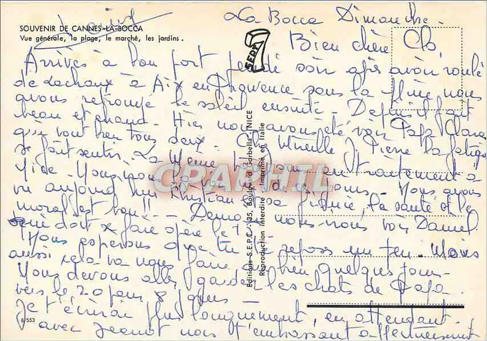 La Bocca — Allgemeiner Blick, die Bucht, der Markt, die Gärten — Editions S.E.P.C. Nr. 8553 - Rückseite