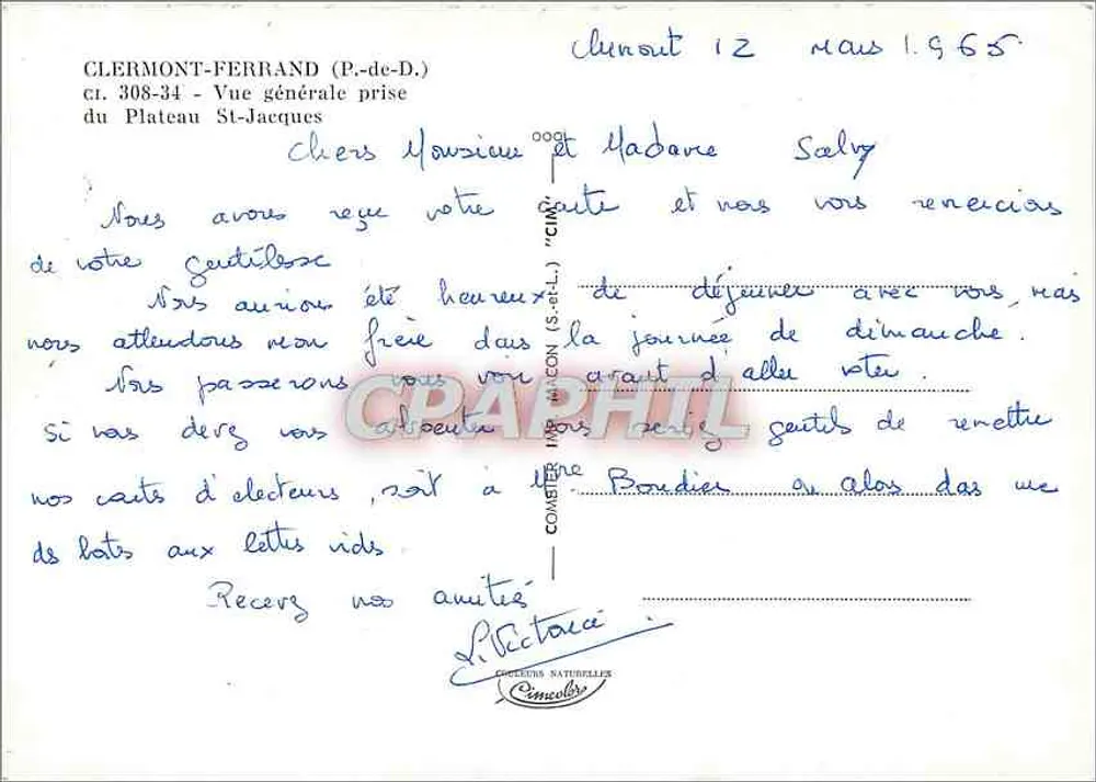 Clermont-Ferrand — Vue générale prise du Plateau St-Jacques — Graphphil - Verso