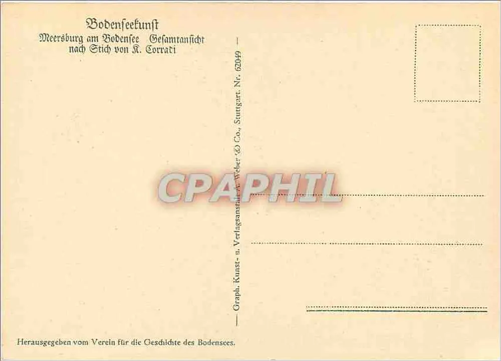 Meersburg am Bodensee — allgemeine Ansicht — Graph. Kunst- u. Verlagsanstalt Weber & Co., Stuttgart - Rückseite
